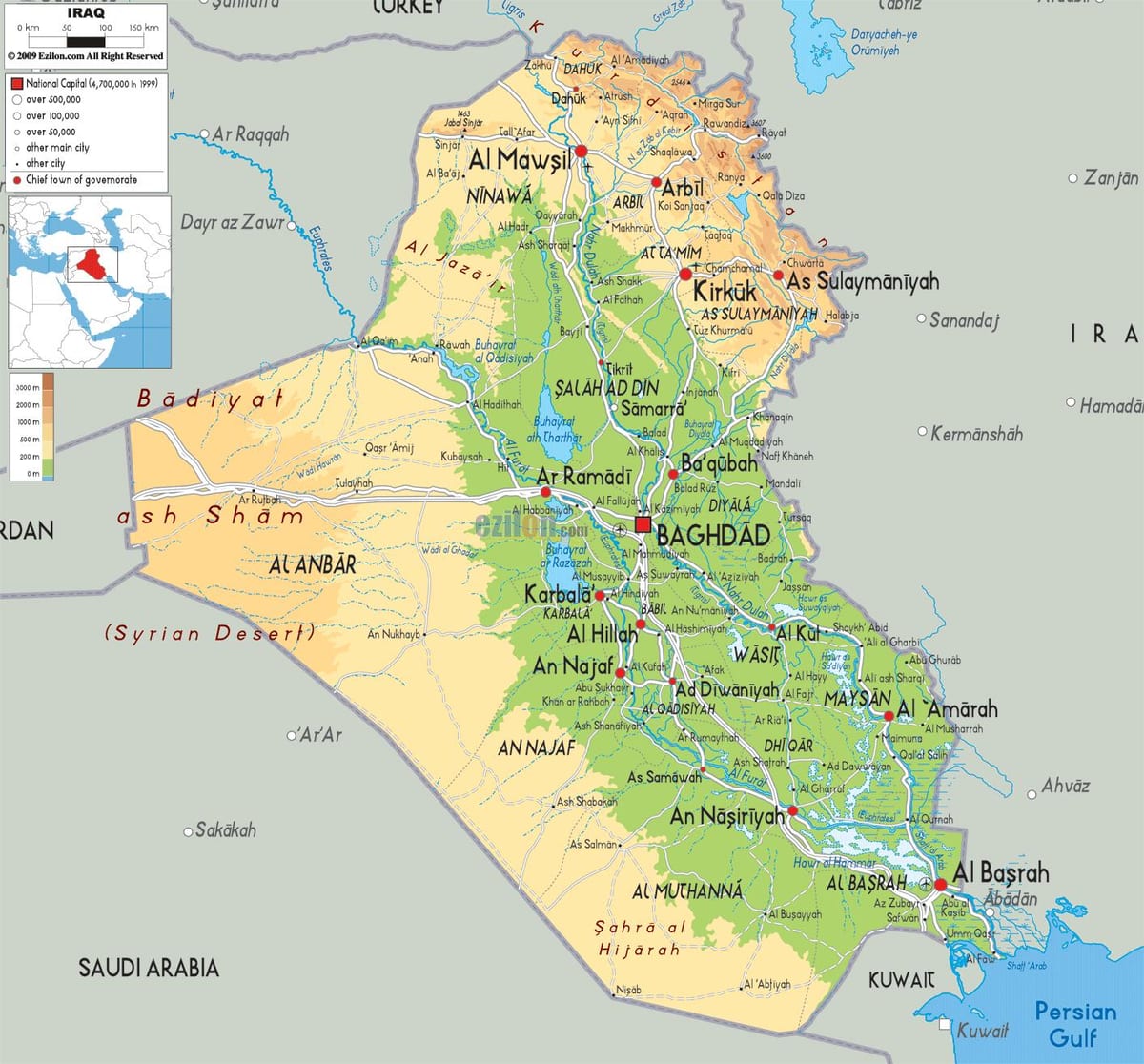 Mapa de Irak geografía