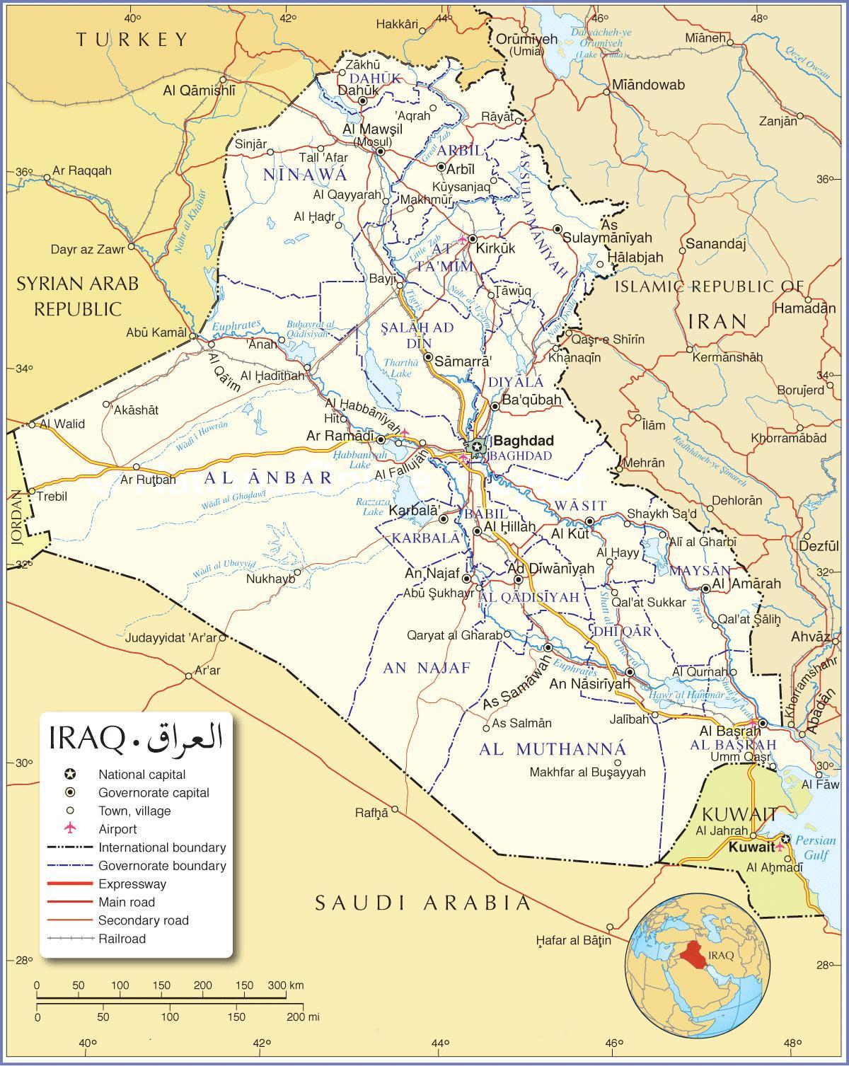 Mapa de carreteras de Irak