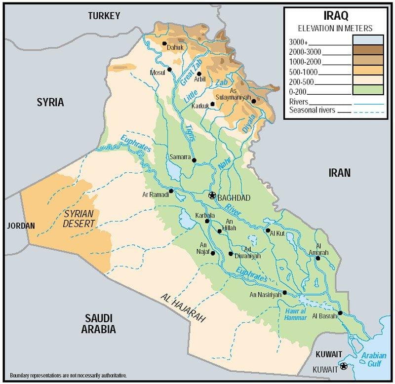 Mapa de Irak elevación