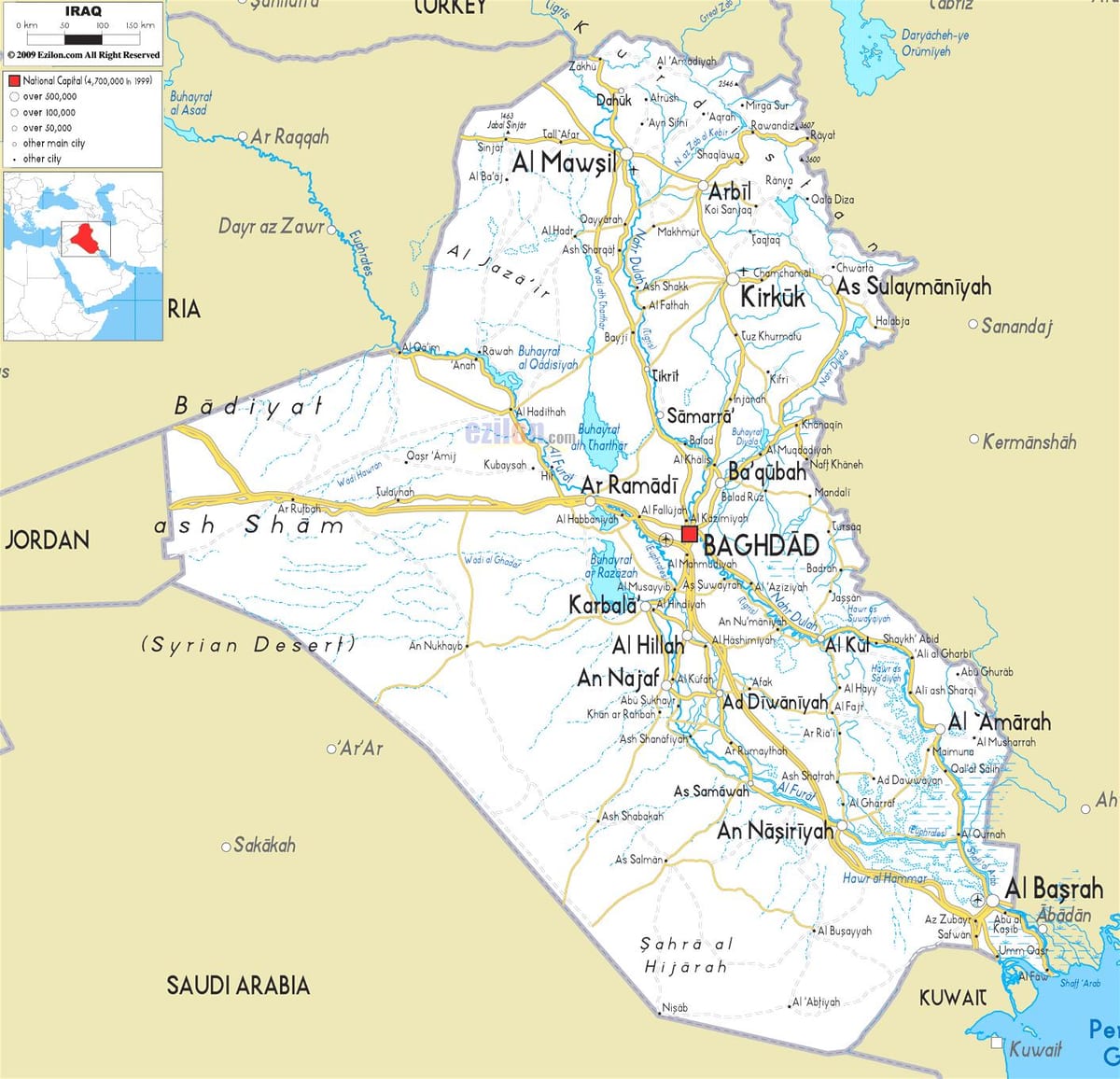 Mapa de Irak río