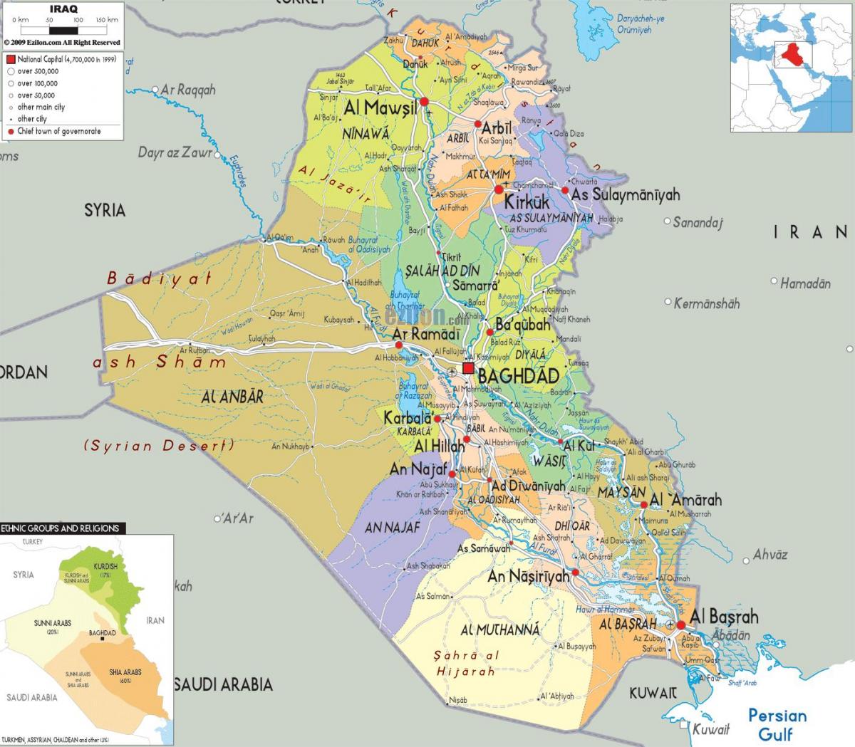 Irak ciudades mapa