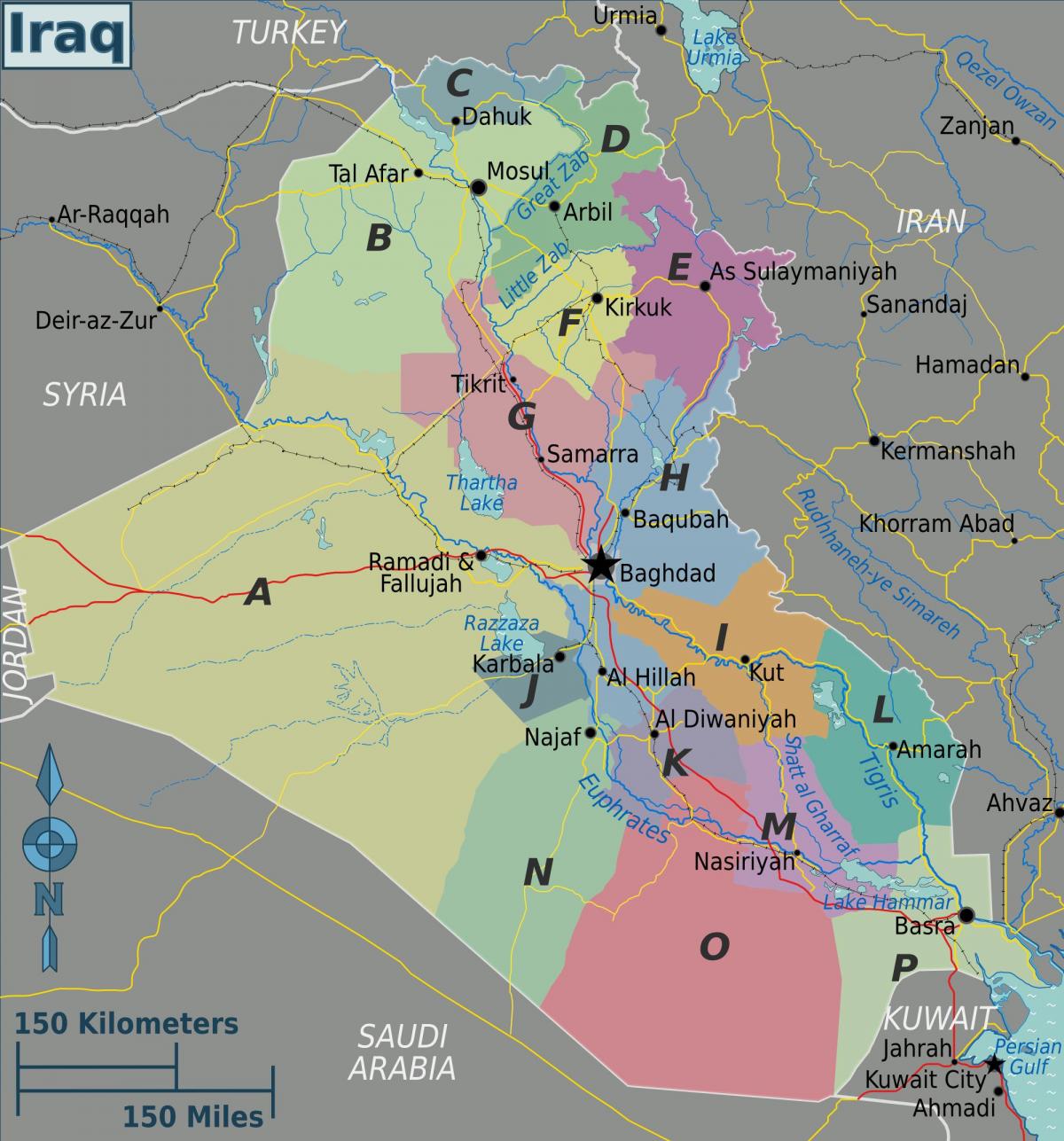 Mapa de regiones de Irak